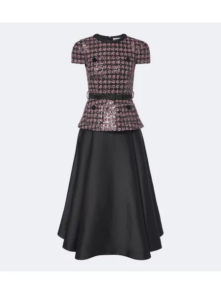 Tafta rochie midi Self-portrait negru