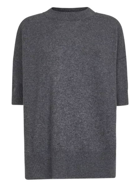 Kašmírové krátký tričko Jil Sander s krátkými rukávy šedé