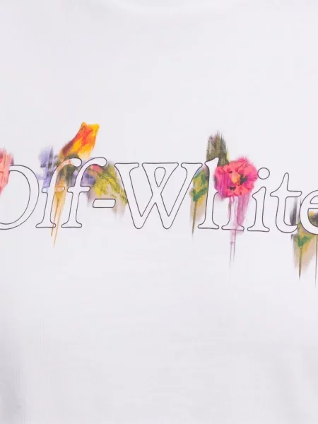 Virágos póló Off-white autogrammal fehér