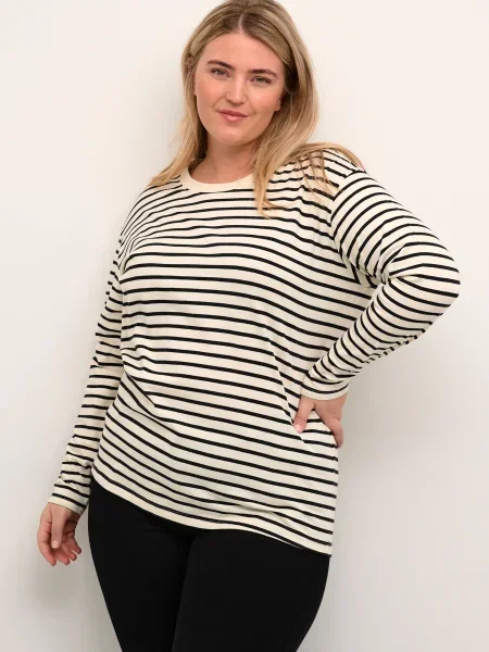 KAFFE CURVE Tricou Winni negru alb