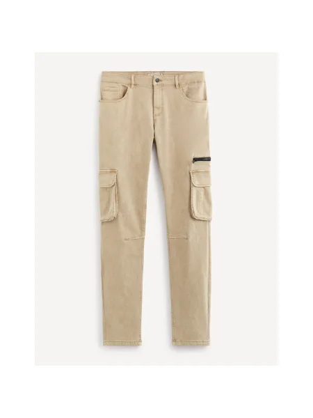 Kalhoty Celio hnědé