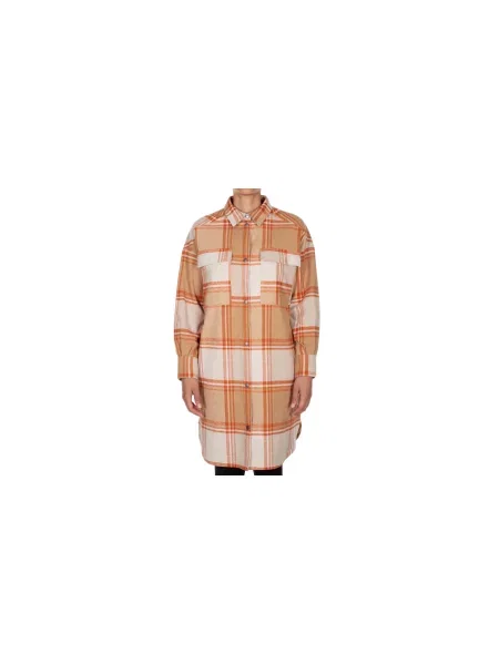 IrieDaily Checky Shirt Jacket Beige Kobiety Kurtki IrieDaily Pomarańczowy Size: S beżowa