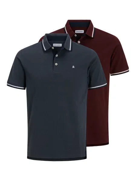 JACK & JONES Tricou JJEPAULOS bleumarin / merlot roșu
