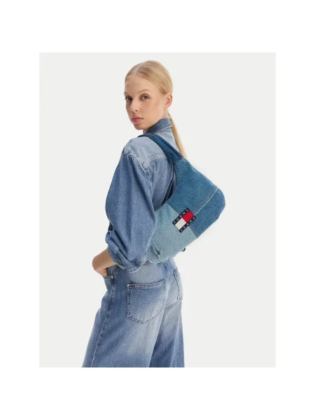 Tommy Jeans Дамска чанта Tjw Denim Patchwork Shoulder Bag син