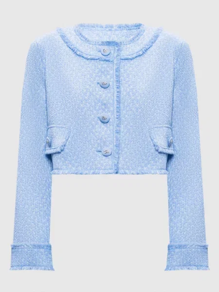 Укорочений твідовий жакет Raschel з вовною Dolce&gabbana блакитний