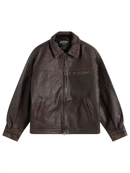 Kurtka skórzana Frizmworks brązowa