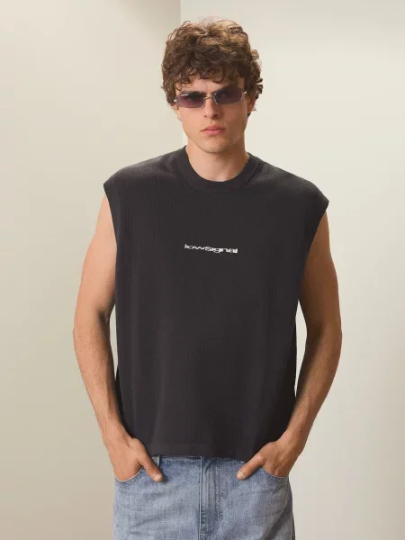 Bershka Tricou negru alb