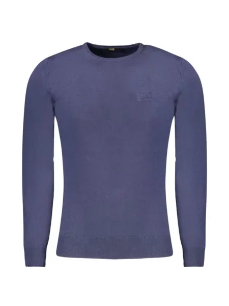 Pulover Cavalli Class cu broderie cu decolteu rotund albastru