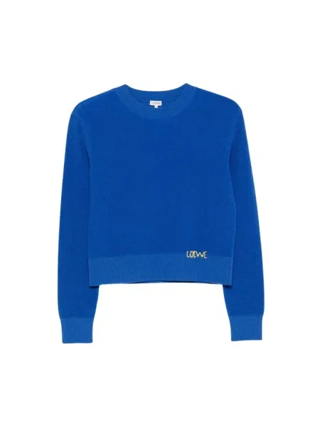 Sweter Loewe wełniany z logo niebieski