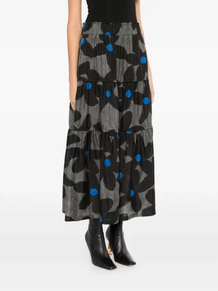 Fustă Less cu model floral cu imagine în linie A gri