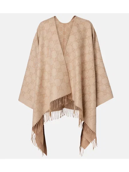 Šal Gucci z obrobami iz kašmirja bež