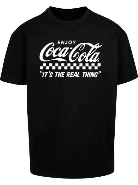 Merchcode Tričko Coca Cola Enjoy Coke černá bílá