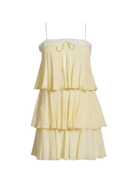 Rochie mini Loveshackfancy din dantelă galben