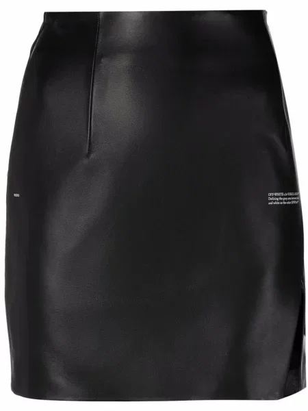 Spódnica skórzana Off-white z rozcieciem biała