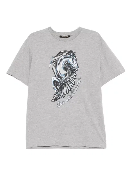 Tricou Roberto Cavalli cu imagine cu decolteu rotund gri