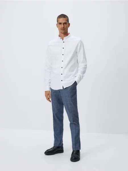 Reserved Cămașă super slim fit cu conținut ridicat de egiptean alb