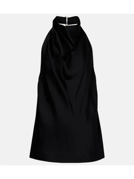 Top Stella Mccartney din satin cu gât halter negru