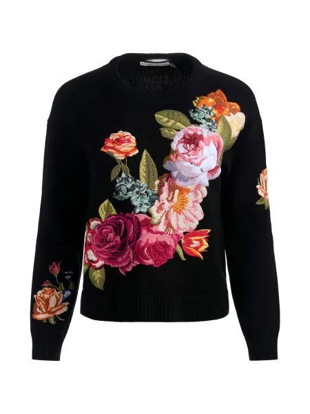 Pulover Alice + Olivia cu model floral negru