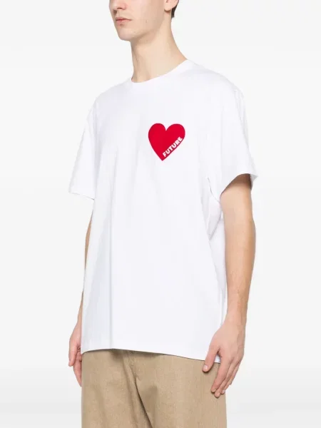 Tricou From Future cu motiv cu inimi alb