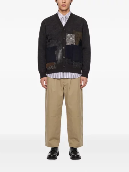 Cardigan Junya Watanabe Man cu model herringbone gri