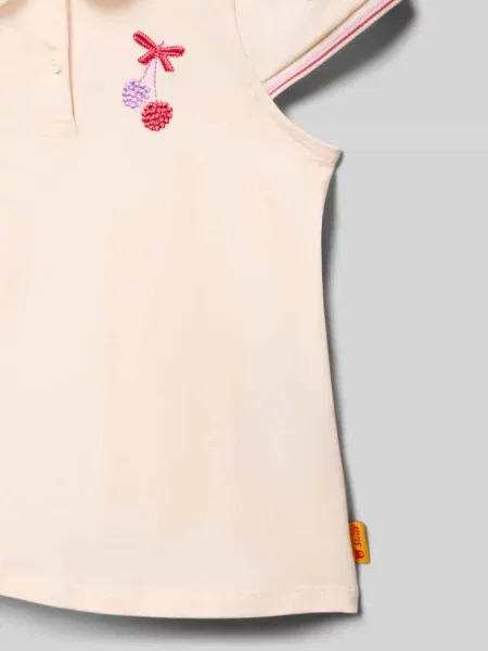 T-shirt z wyhaftowanym motywem i kołnierzykiem polo Steiff różowa