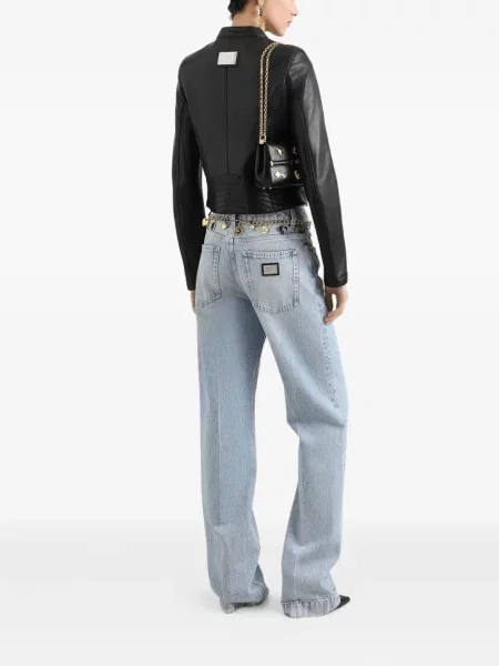 Geanta de piele Dolce & Gabbana biker negru
