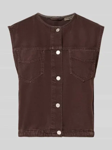 Kamizelka o kroju relaxed fit z mieszanki bawełny i lyocellu Marc O'polo Denim brązowa
