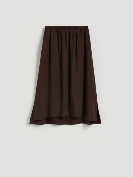 Reserved Spódnica midi z modalem ciemnobrązowy