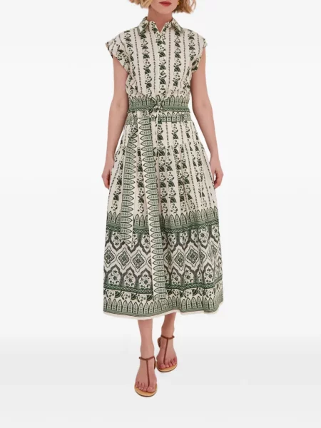 Fustă midi Cara Cara cu model floral cu imagine verde