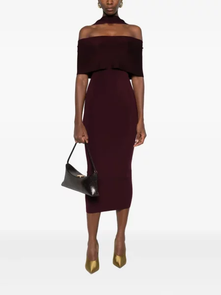 Rochie Roland Mouret cu volane de costum roșu