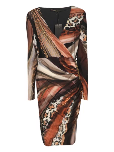Rochie midi Roberto Cavalli cu imagine maro