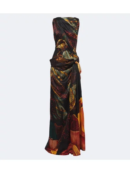 Rochie Dries Van Noten din satin cu imagine drapată