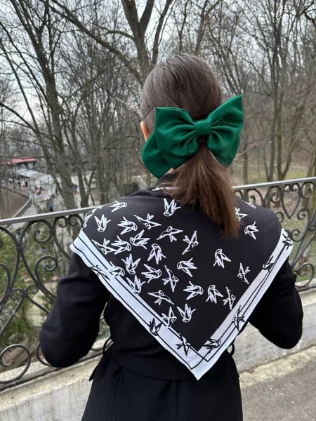 MyScarf Хустка Білий/чорний Шовк біла