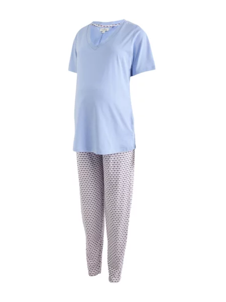 Next Pijama albastru deschis / mov zmeură alb