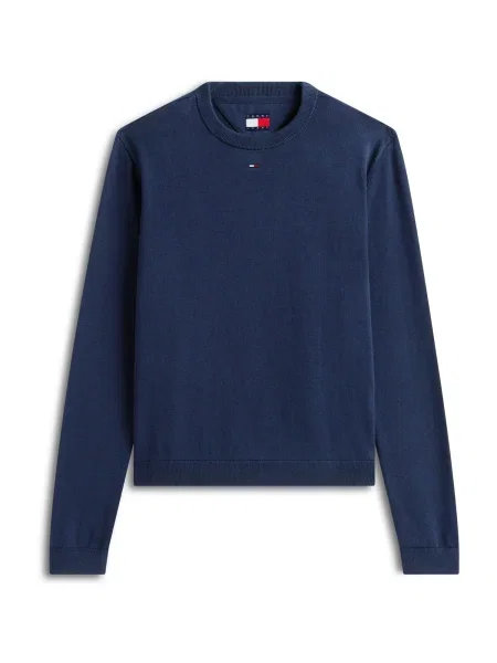 Tommy Jeans Pulover Flag Embroidery bleumarin / roșu alb