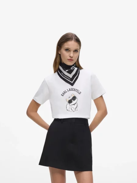 Karl Lagerfeld Majica Ikon Choupette bež / črna bela