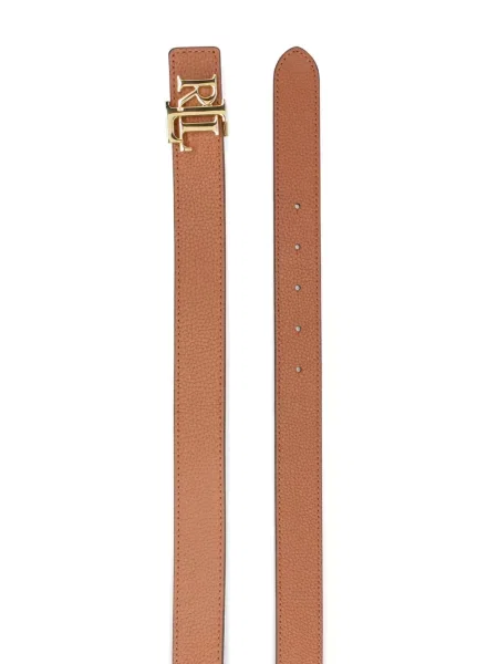 Iš natūralios odos diržas Lauren Ralph Lauren su sagtimis ruda