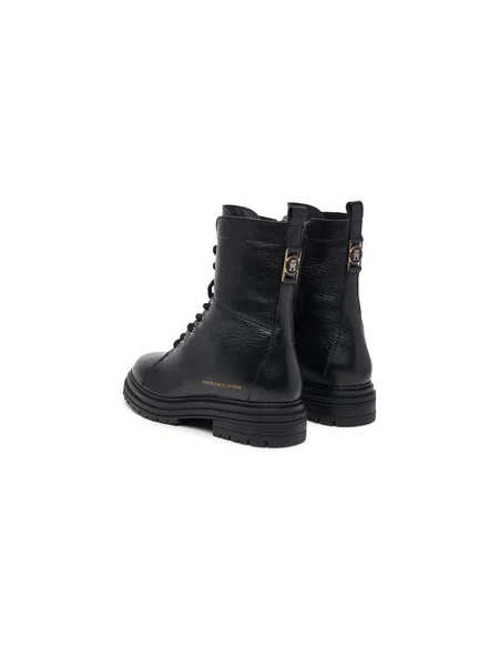 Kotníková obuv Tommy Hilfiger Th Emboss Grain Leather Boot černá