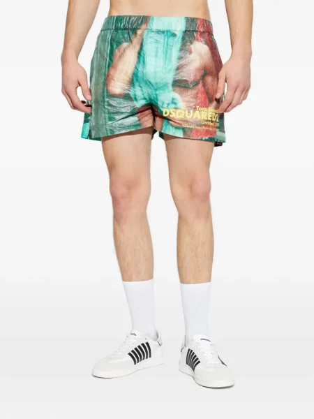 Slip de baie Dsquared2 cu imagine albastru