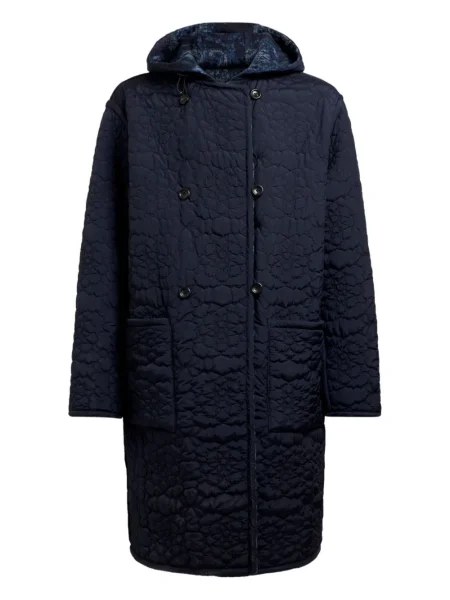 Palton Etro cu glugă cu model paisley albastru