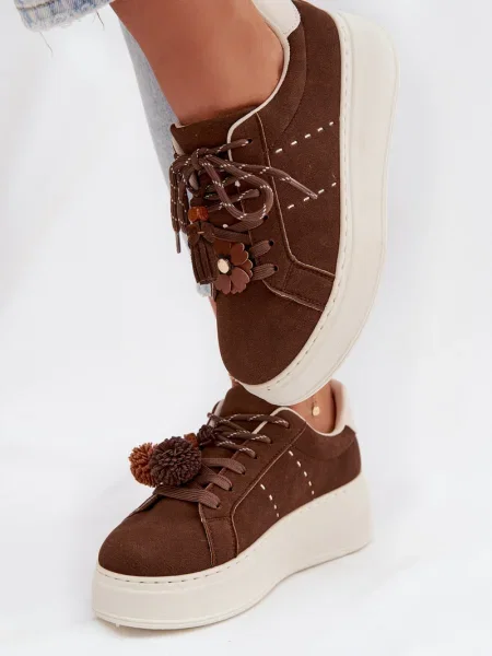 Маратонки Boto на платформе помпони кафяво