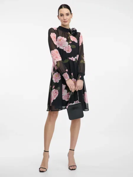 Rochie Orsay cu model floral negru