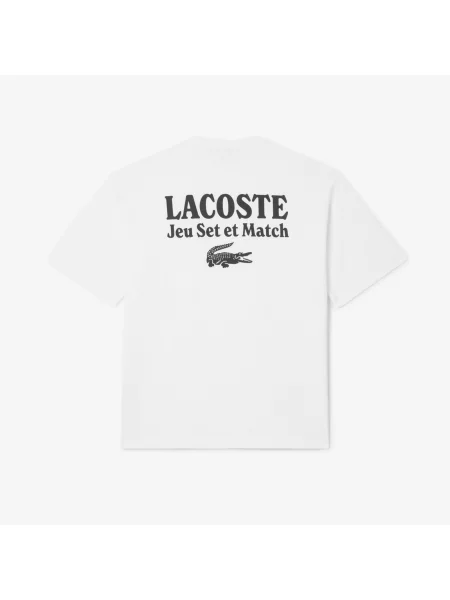 Lacoste Koszulka Z Nadrukiem Z Grubego Dżerseju O Luźnym Kroju biały