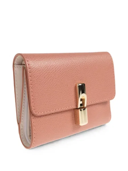 Portofel Furla din piele cu autograf roz