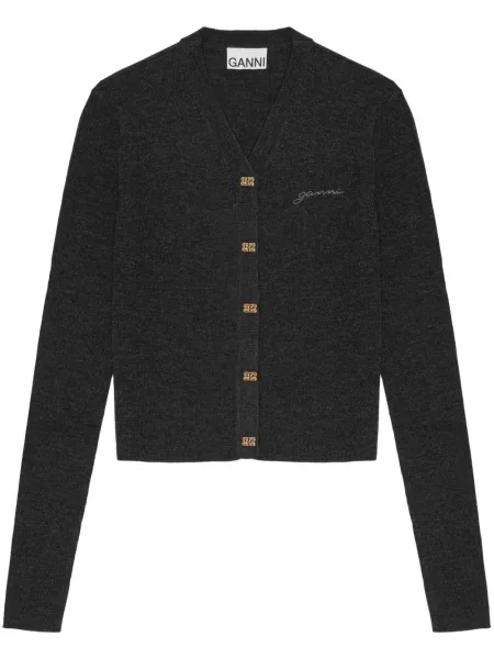 Cardigan Ganni cu broderie negru