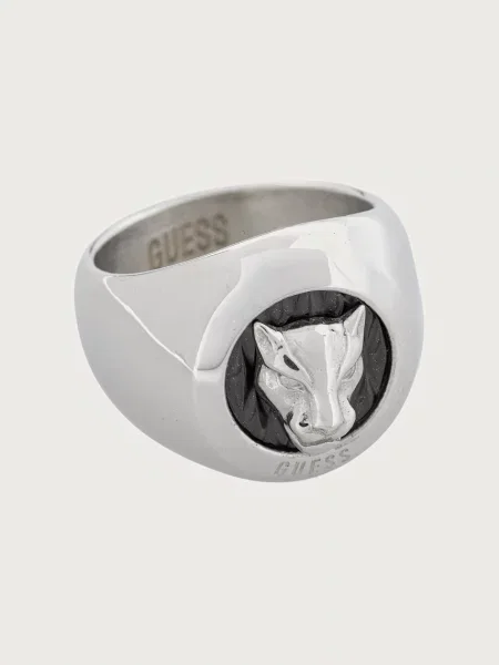 Guess pečatni prstan iz nerjavečega jekla PANTHER siva