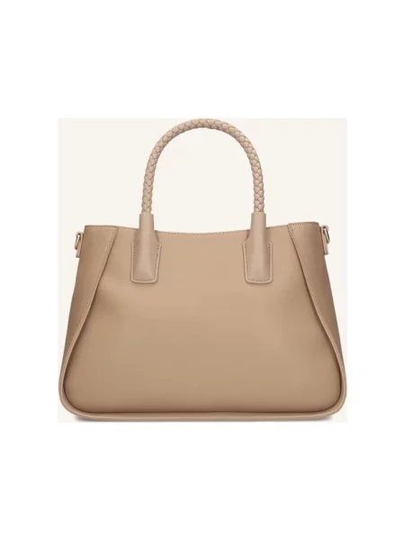 Lniana torebka Valentino Bags beżowa