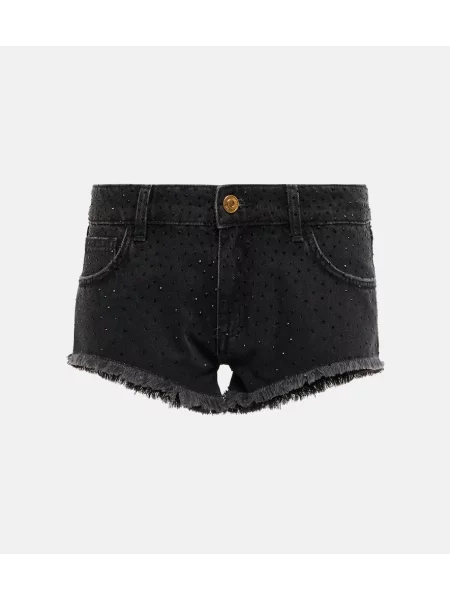 Pantaloni scurți din denim Blumarine cu talie joasă negru