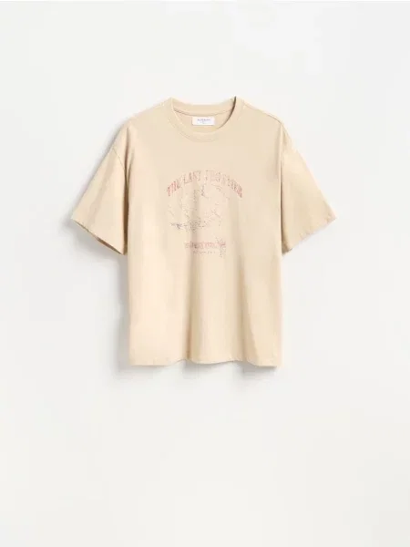 Reserved Tricou boxy din bej