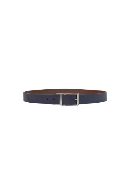 Pasek Armani Exchange skórzany w paski niebieski